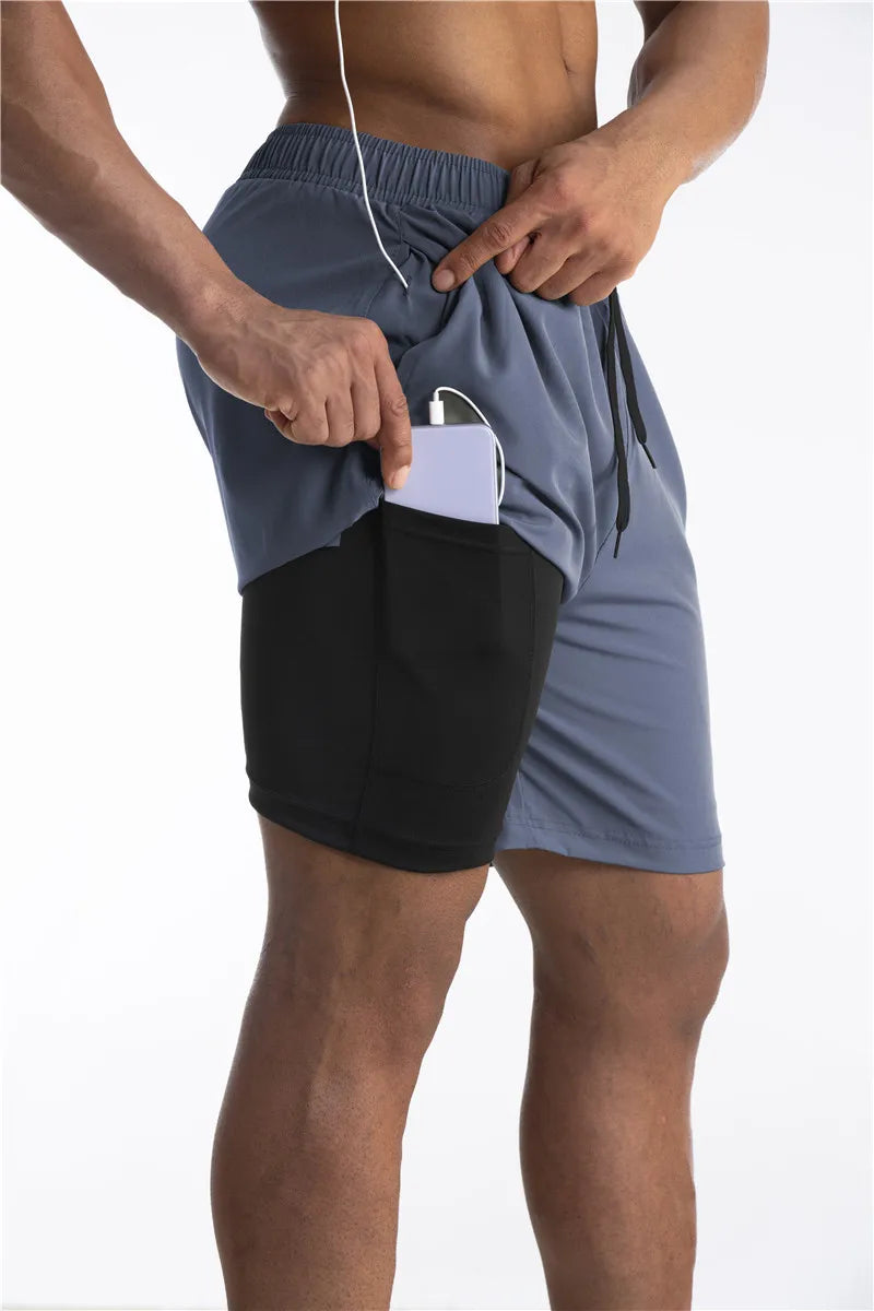 2-in-1 Shorts | Pockets | Workout | Running Shorts | Men's Shorts-Sportbroek man-Southern Taylor-Chaps of London