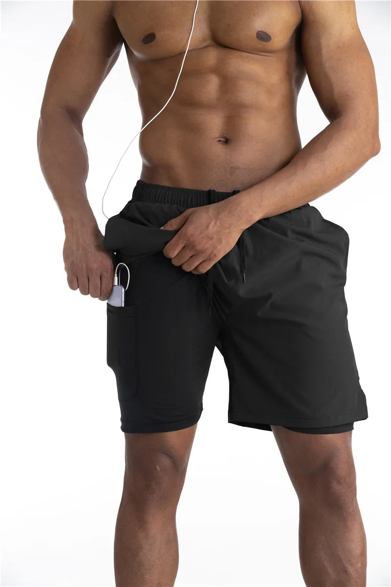 2-in-1 Shorts | Pockets | Workout | Running Shorts | Men's Shorts-Sportbroek man-Southern Taylor-Chaps of London