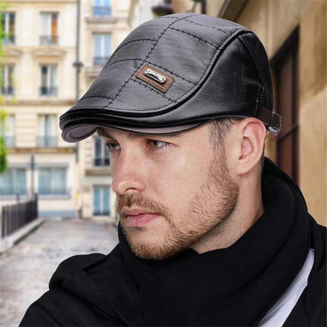 Beret - Leather - Paddy Cap - Flat Cap - Men's Hats-Leather Beret-Chaps of London-Chaps of London