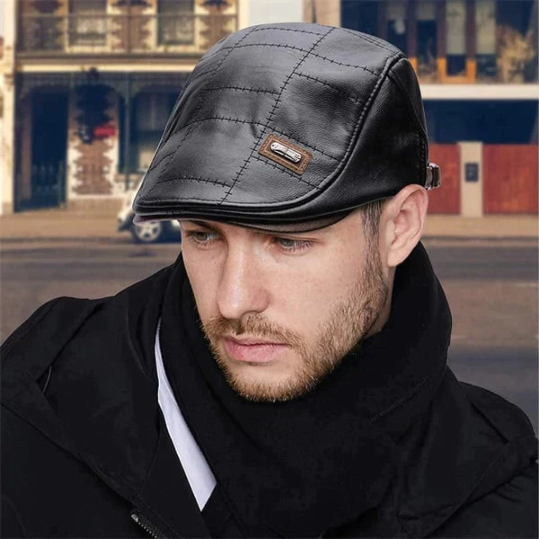Beret - Leather - Paddy Cap - Flat Cap - Men's Hats-Leather Beret-Chaps of London-Chaps of London