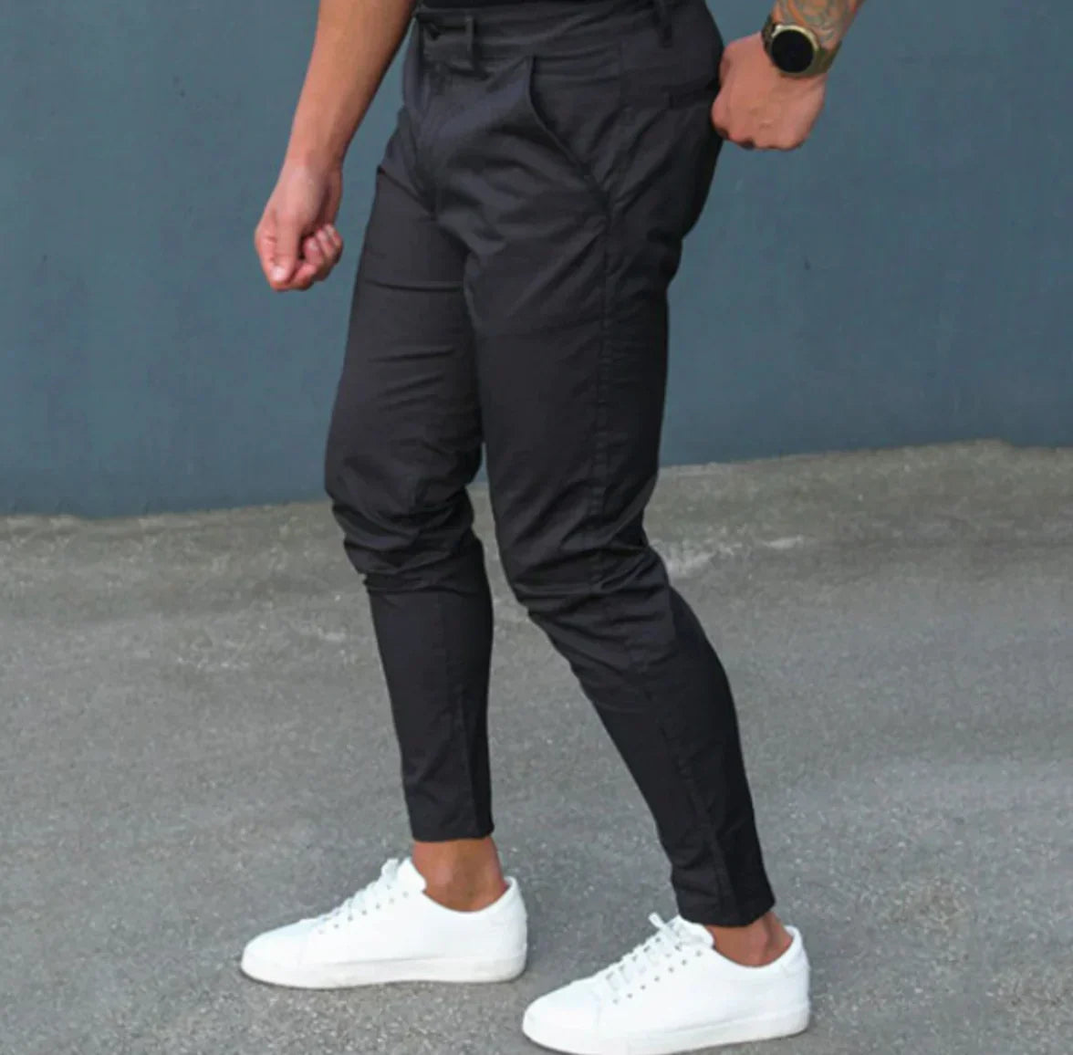 Black Pants - Men's Casual Stretchy Skinny Chino Pants-Chaps of London-Chaps of London