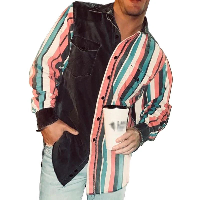 Button-Up Shirt - Long Sleeve - Striped - Retro Shirt - Men's Shirt-Chaps of London-Chaps of London