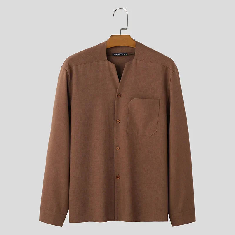 Button-Up Shirt - Men's Casual Loose Fit Long Sleeve Dress Shirt-Chaps of London-Chaps of London