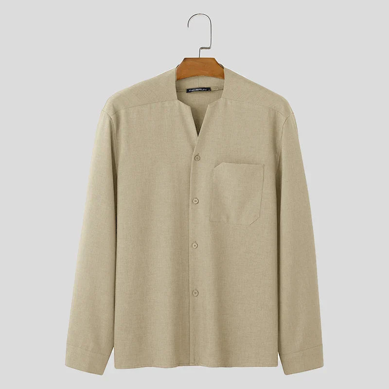 Button-Up Shirt - Men's Casual Loose Fit Long Sleeve Dress Shirt-Chaps of London-Chaps of London