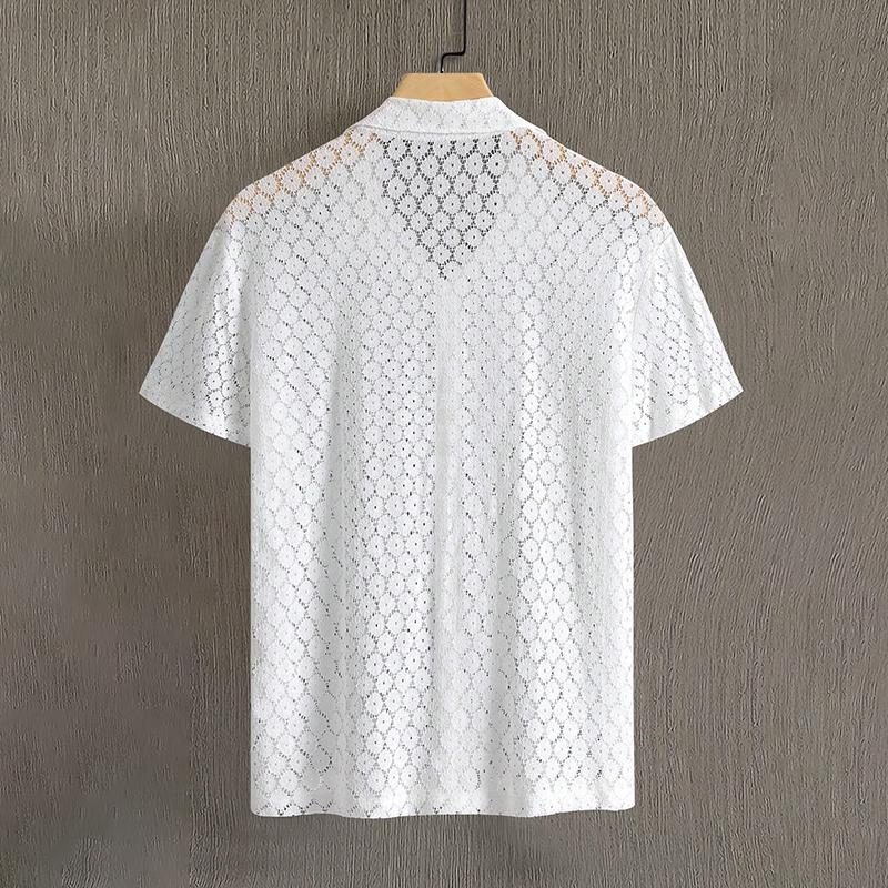 Button-Up Tshirt | See Through | Collared | Short Sleeve Shirt | Men's Shirts-Shirts & Tops-Chaps of London-Chaps of London