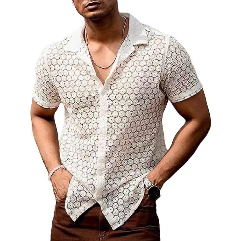 Button-Up Tshirt | See Through | Collared | Short Sleeve Shirt | Men's Shirts-Shirts & Tops-Chaps of London-Chaps of London