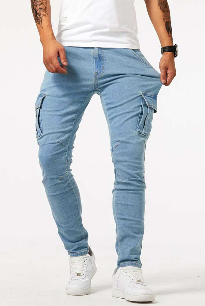 Cargo Jeans | Skinny | Stretch | Cargo Pants | Men's Jeans-Chaps of London-Chaps of London