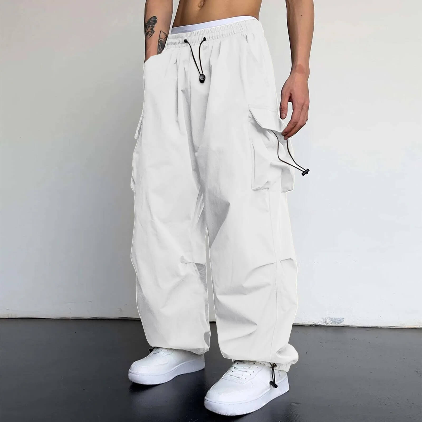 Cargo Pants - Loose Fit - Elastic Waist - Baggy Pants - Men's Cargo Joggers-Men's long pants-Chaps of London-Chaps of London