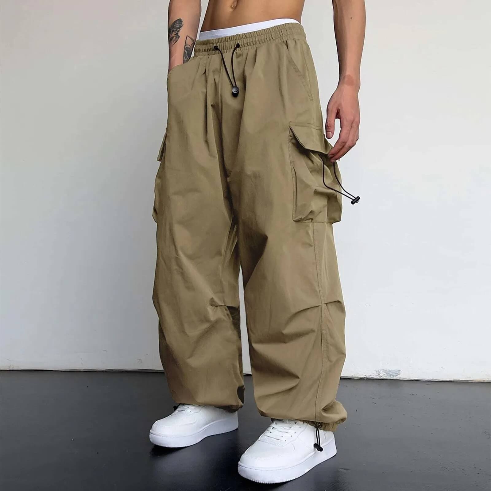 Cargo Pants - Loose Fit - Elastic Waist - Baggy Pants - Men's Cargo Joggers-Men's long pants-Chaps of London-Chaps of London