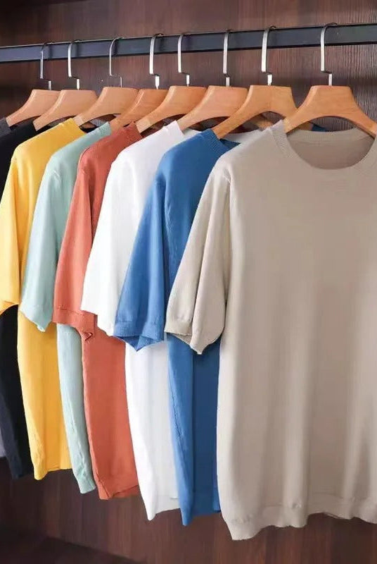 Cashmere Tee | Knitted | Short Sleeve | Knitted T-Shirt | Men's Clothing-Chaps of London-Chaps of London