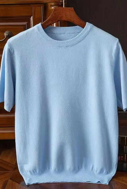 Cashmere Tee | Knitted | Short Sleeve | Knitted T-Shirt | Men's Clothing-Chaps of London-Chaps of London