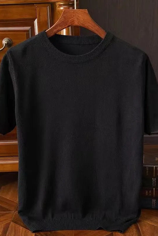 Cashmere Tee | Knitted | Short Sleeve | Knitted T-Shirt | Men's Clothing-Chaps of London-Chaps of London