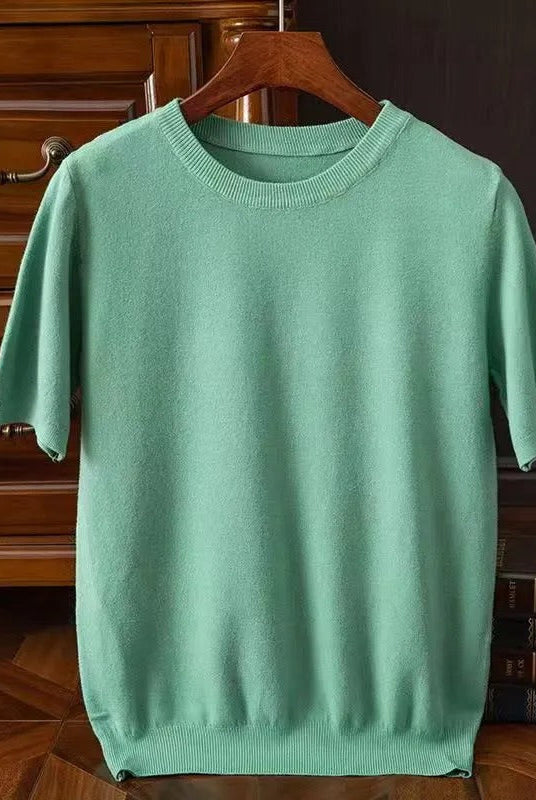 Cashmere Tee | Knitted | Short Sleeve | Knitted T-Shirt | Men's Clothing-Chaps of London-Chaps of London