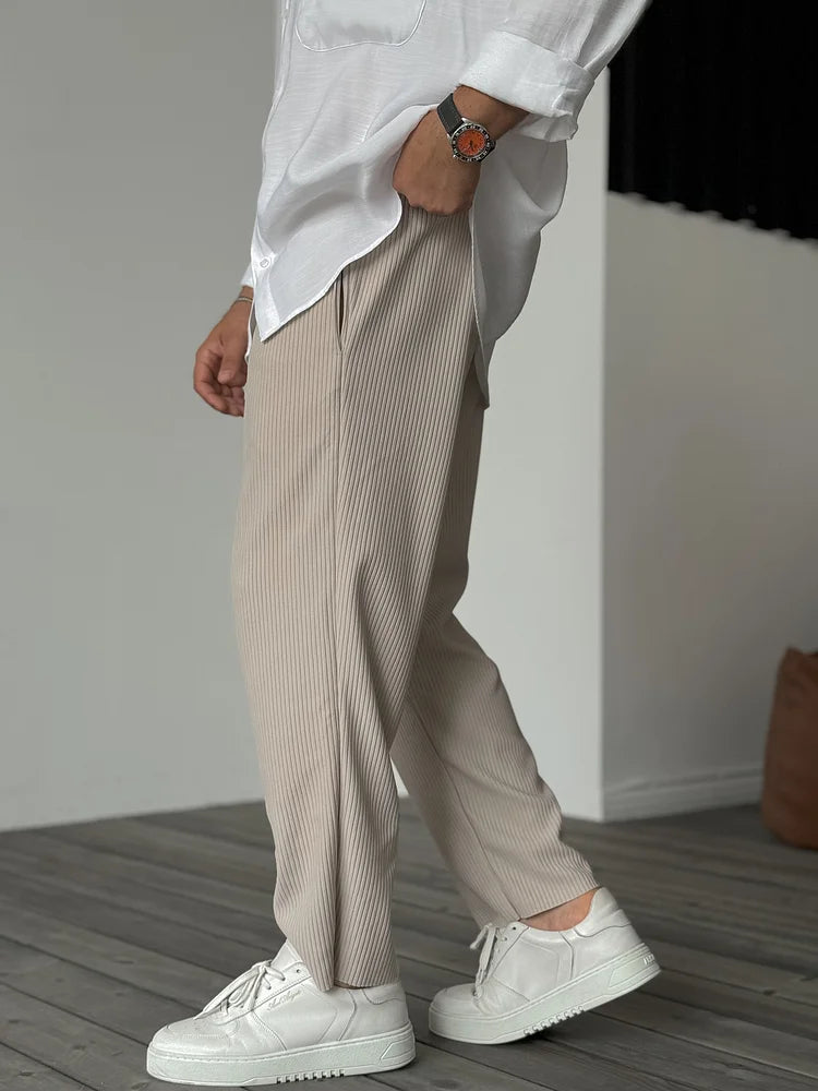 Casual Pants | Ribbed | Elastic Waist | Straight Leg Pants | Men's Pants-Pants-Chaps of London-Chaps of London