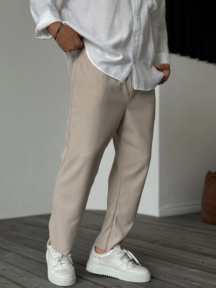 Casual Pants | Ribbed | Elastic Waist | Straight Leg Pants | Men's Pants-Pants-Chaps of London-Chaps of London