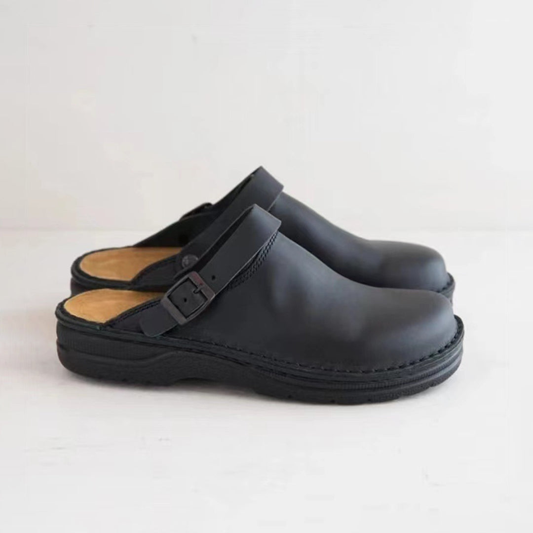 Clogs | Retro | Slip-On | Leather Clogs | Men's Shoes-Fashion Men Slippers All-year-Chaps of London-Black-38-Chaps of London
