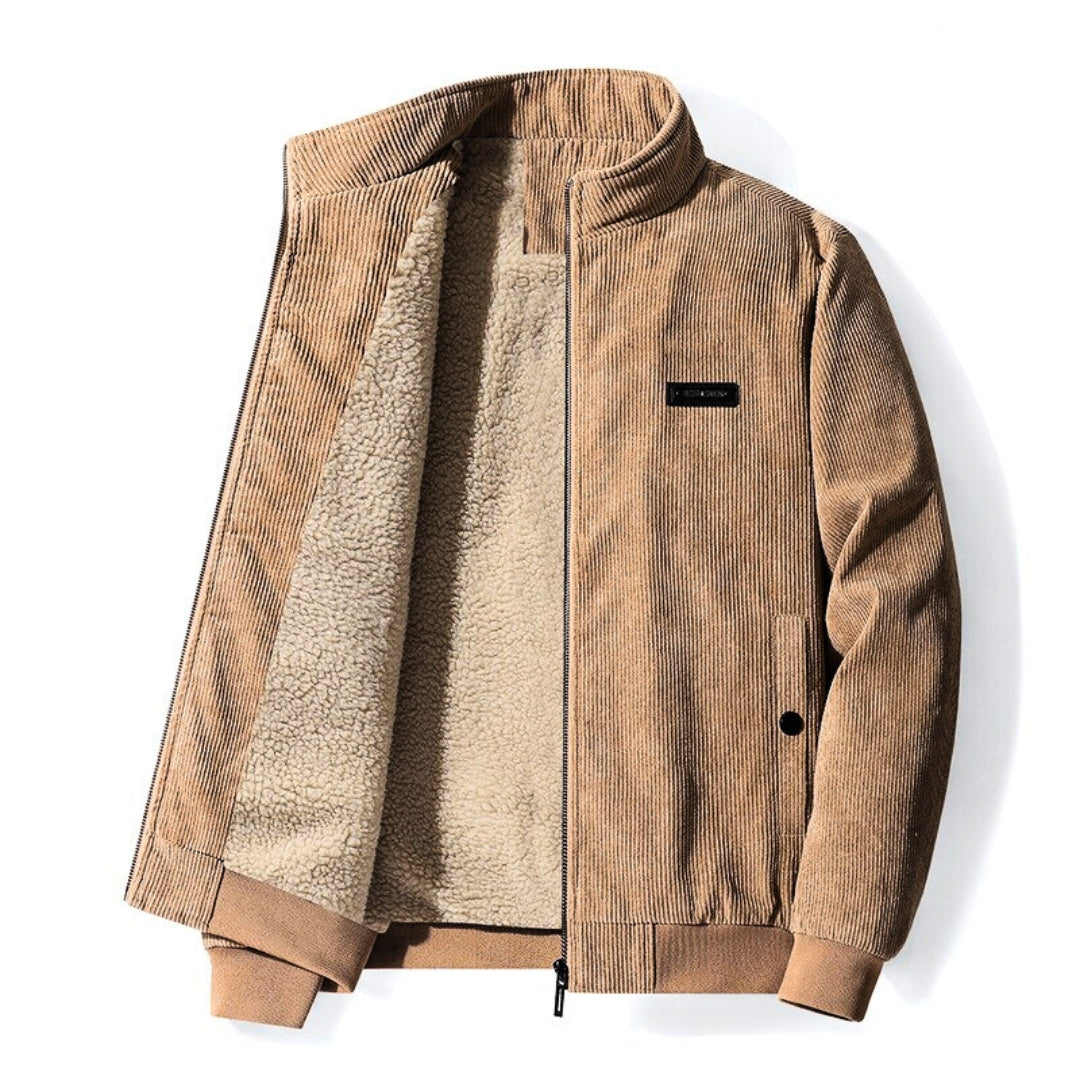 Corduroy Jacket | Fleece Lined | Zipped Up | Jacket with Sherpa | Men's Bomber Jacket-Apparel & Accessories > Clothing > Outerwear > Bomber Jackets-Chaps of London-Chaps of London