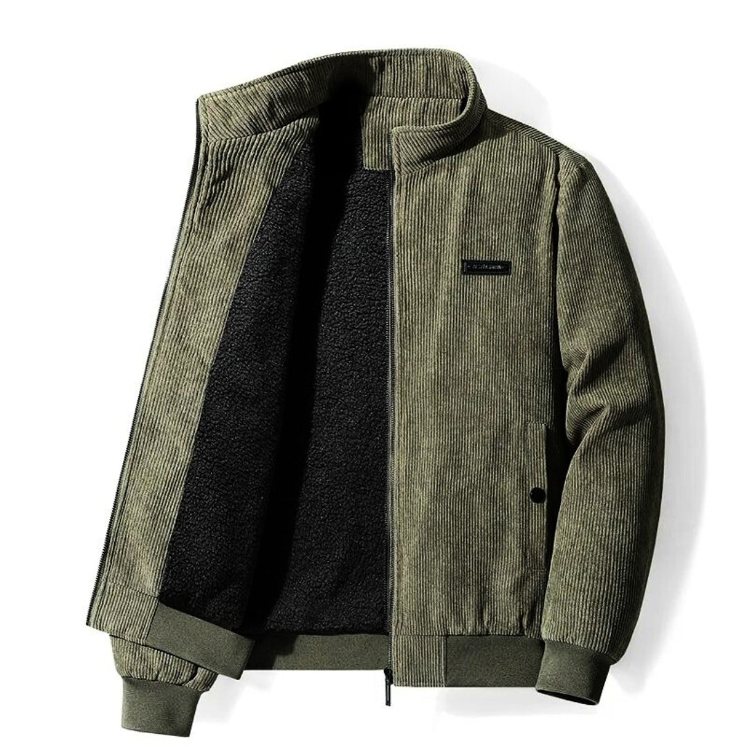 Corduroy Jacket | Fleece Lined | Zipped Up | Jacket with Sherpa | Men's Bomber Jacket-Apparel & Accessories > Clothing > Outerwear > Bomber Jackets-Chaps of London-Chaps of London