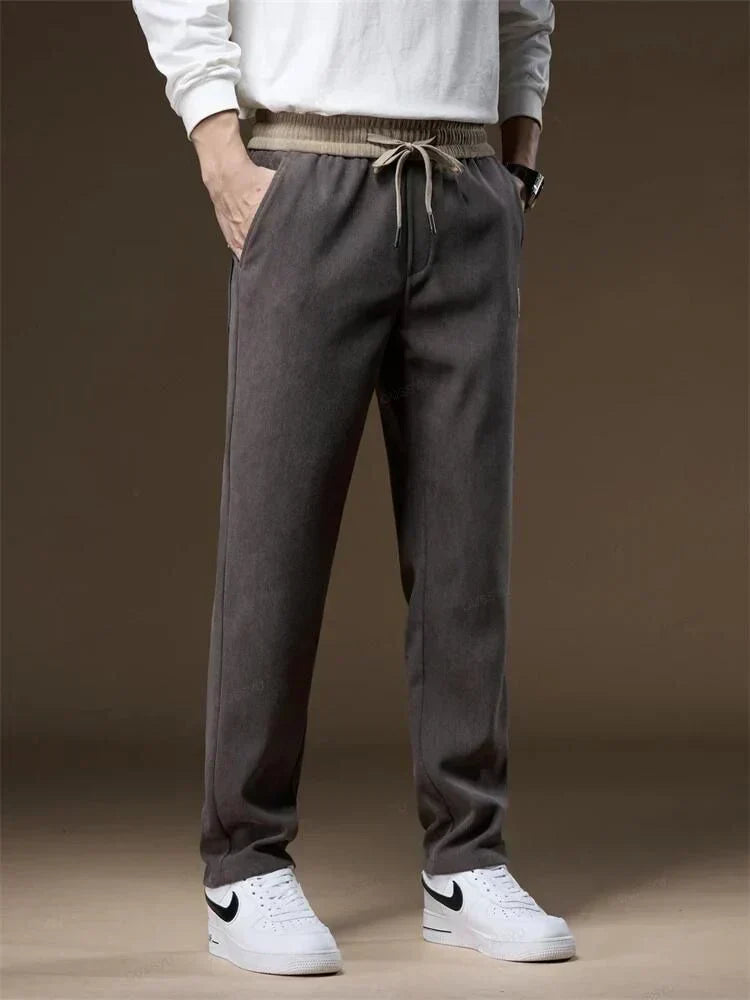 Corduroy Pants - Drawstring - Straight Leg - Sweatpants - Mens Joggers-Men's Corduroy Jogger Pants-Chaps of London-Chaps of London