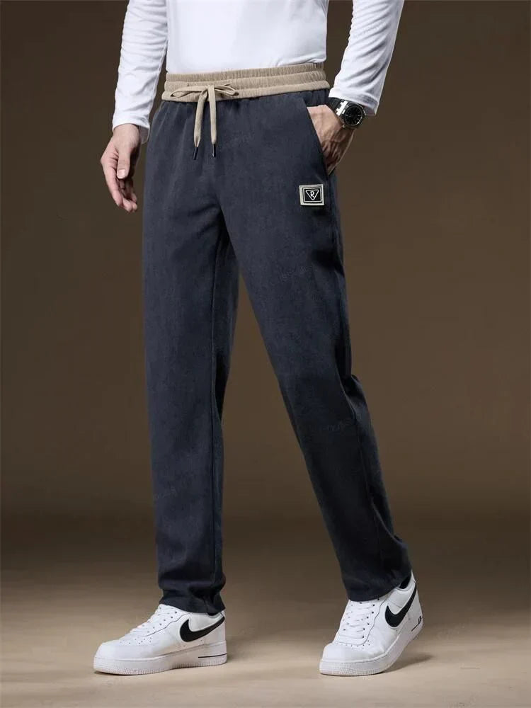 Corduroy Pants - Drawstring - Straight Leg - Sweatpants - Mens Joggers-Men's Corduroy Jogger Pants-Chaps of London-Chaps of London