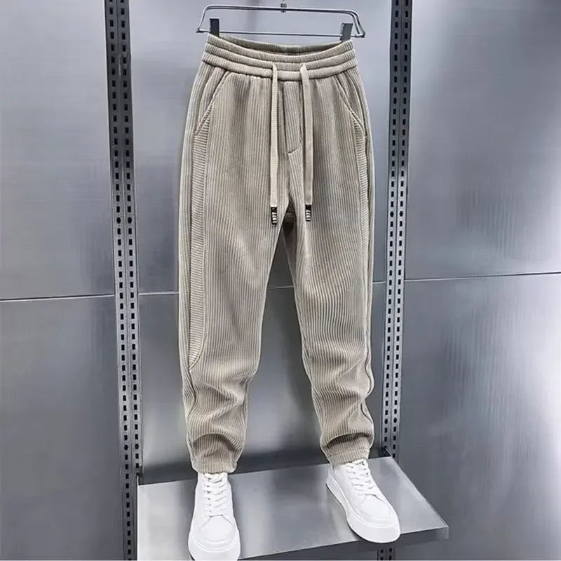 Corduroy Pants - Men's Elastic Waist Loose Fit Baggy Cord Pants-Men's Corduroy Trousers-Chaps of London-Chaps of London