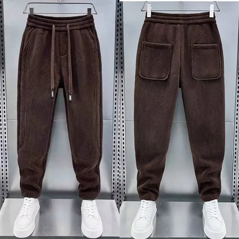 Corduroy Pants - Men's Elastic Waist Loose Fit Baggy Cord Pants-Men's Corduroy Trousers-Chaps of London-Chaps of London