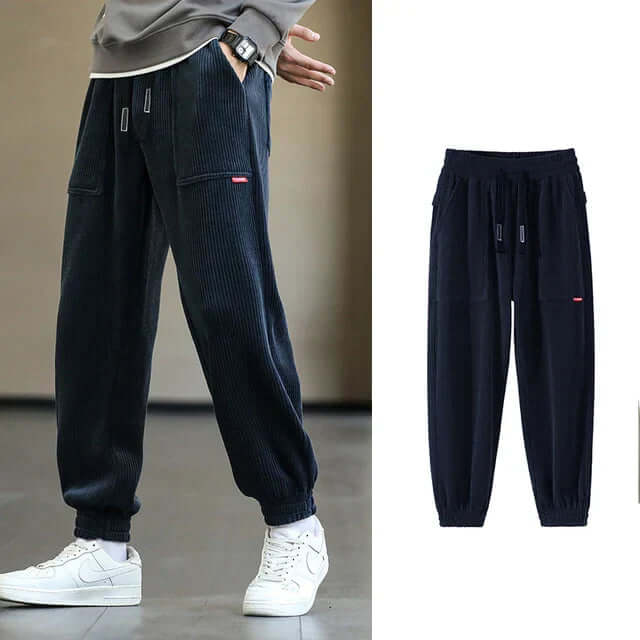 Corduroy Sweatpants | Loose Fit | Drawstring | Joggers | Men's Pants-Chaps Herrenmode-Chaps of London