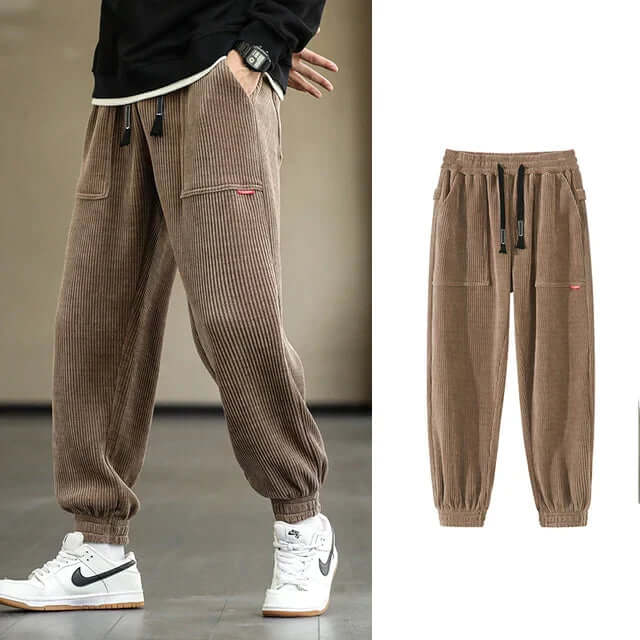 Corduroy Sweatpants | Loose Fit | Drawstring | Joggers | Men's Pants-Chaps Herrenmode-Chaps of London