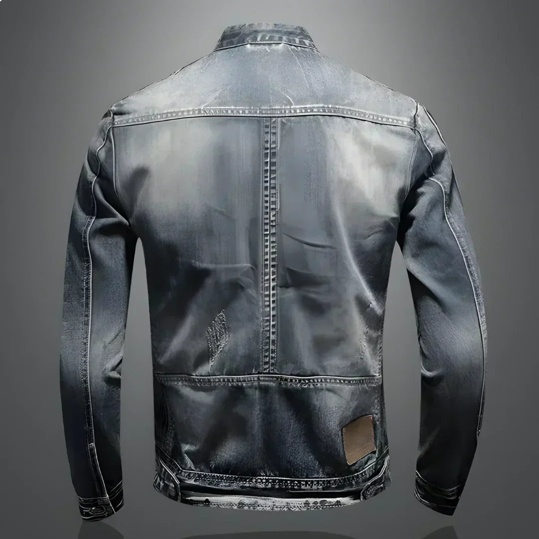 Denim Jacket - Men's Washed Zip-Up Slim Fit Jean Jacket-Chaps of London-Chaps of London