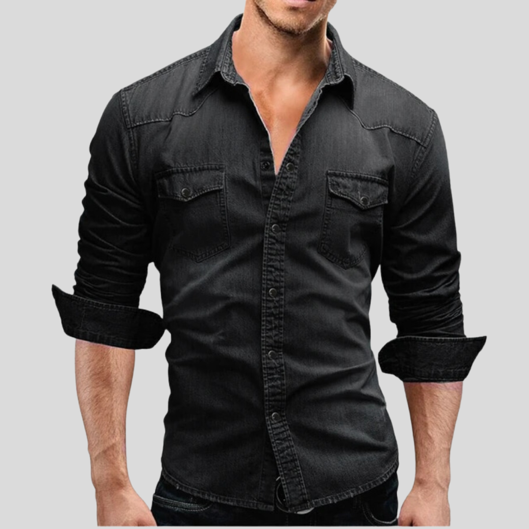 Denim Shirt - Long Sleeve - Slim Fit - Button-Up Shirt - Men's Shirts-Chaps of London-Chaps of London