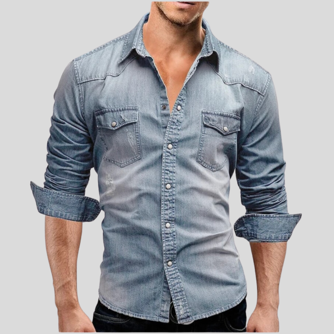 Denim Shirt - Long Sleeve - Slim Fit - Button-Up Shirt - Men's Shirts-Chaps of London-Chaps of London