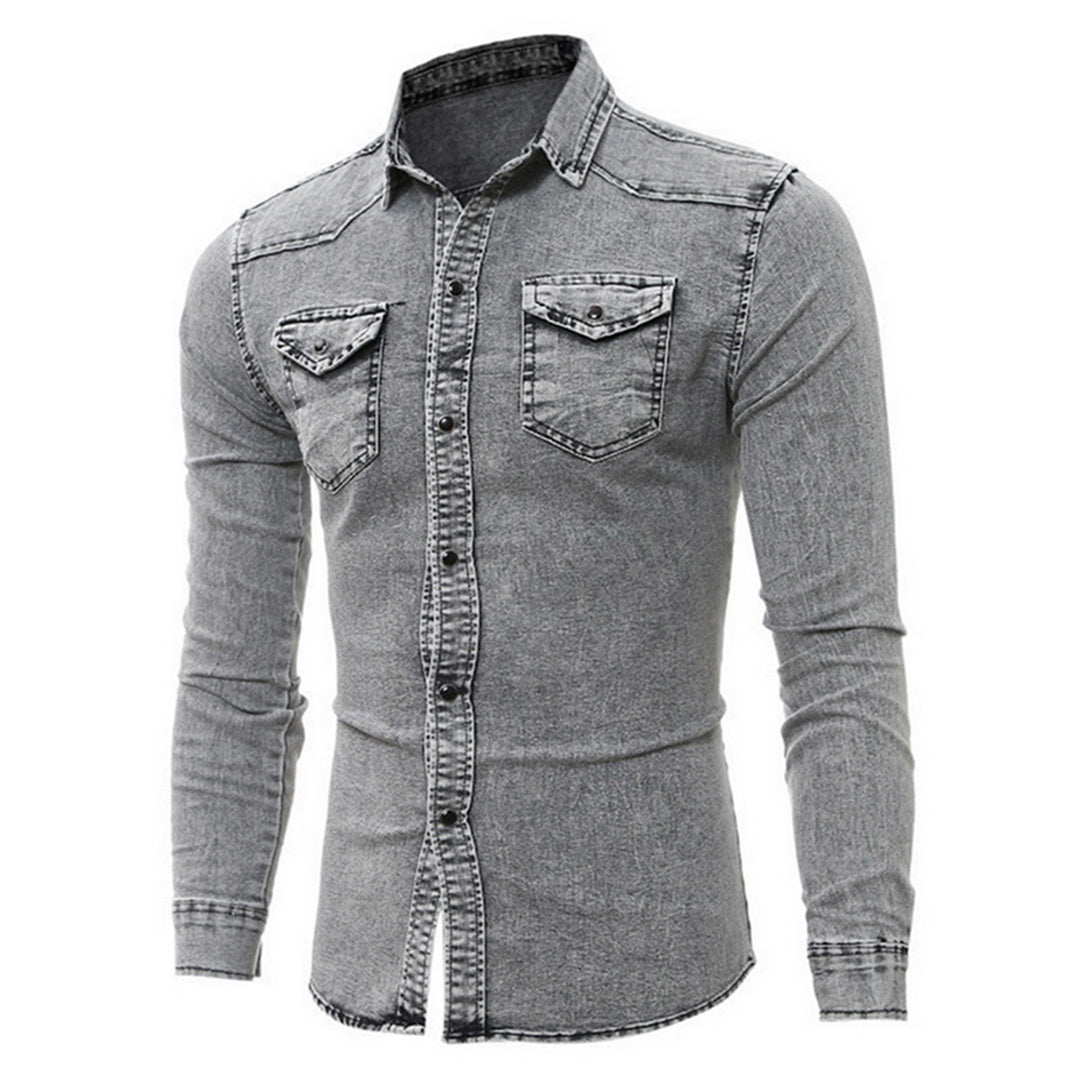Denim Shirt - Men's Slim Fit Long Sleeve Buttoned Up Shirt-Chaps of London-Chaps of London
