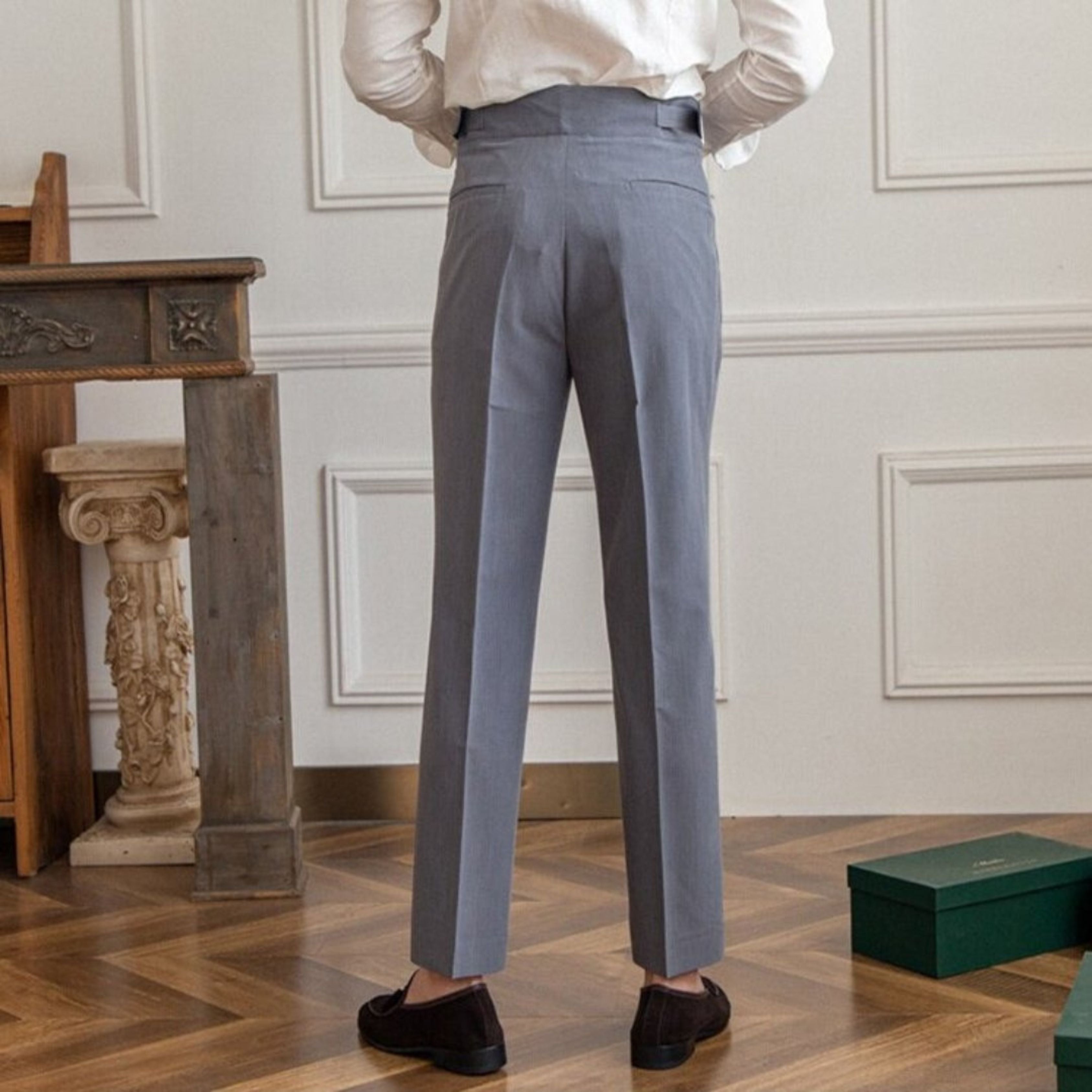 Dress Pants - Adjustable - High Waisted - Pleated Trousers - Men's Trousers-Chaps of London-Chaps of London