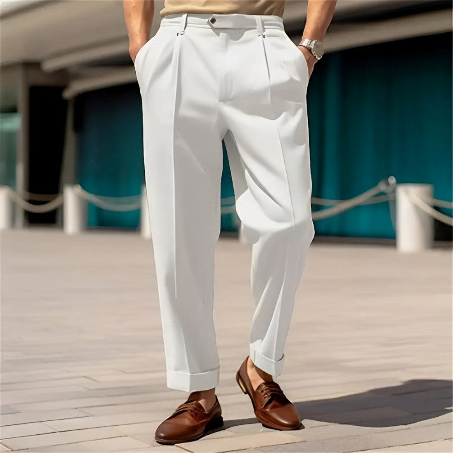 Dress Pants - Men's Straight Leg Pleated Business Casual Slack Pants -Chaps of London-Chaps of London