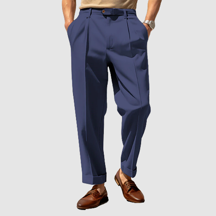 Dress Pants - Men's Straight Leg Pleated Business Casual Slack Pants -Chaps of London-Chaps of London