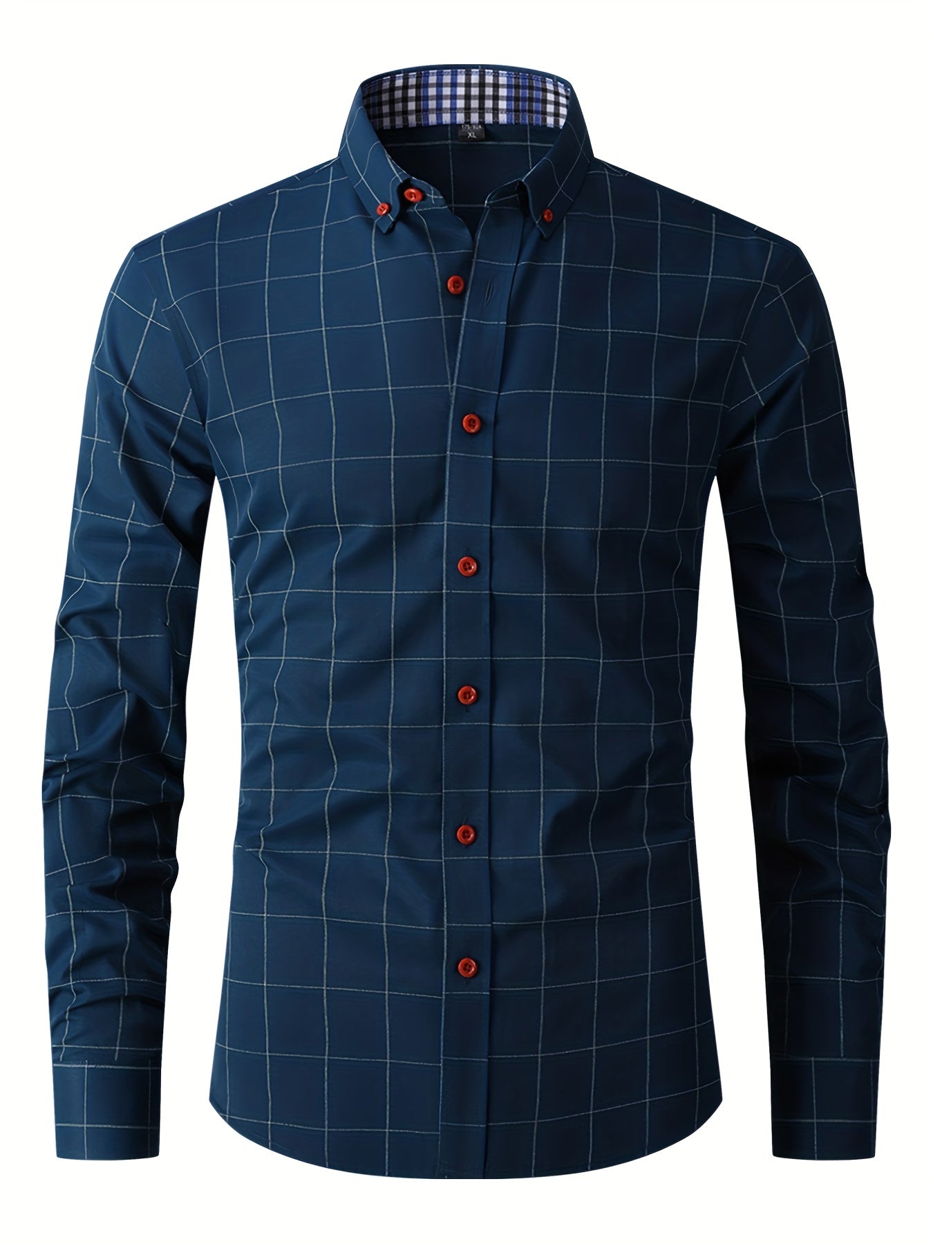 Dress Shirt | Long Sleeve | Slim Fit | Oxford Shirt | Men's Button-Up Shirt-Men Shirts-Chaps of London-Dark Blue-M-Chaps of London