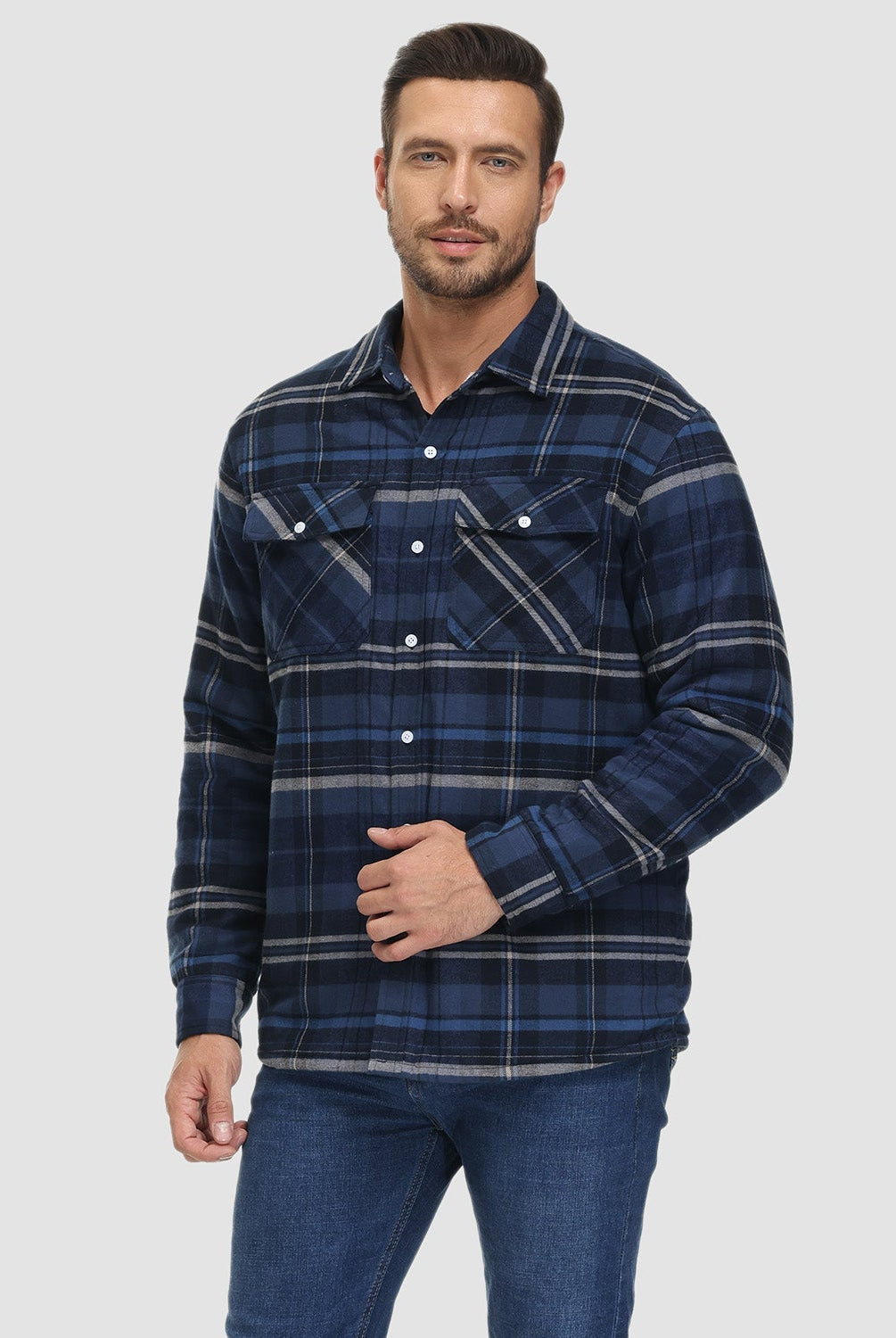 Flannel Jacket - Men's Fleece Lined Plaid Overshirt Jacket for Winter-Chaps of London-Chaps of London