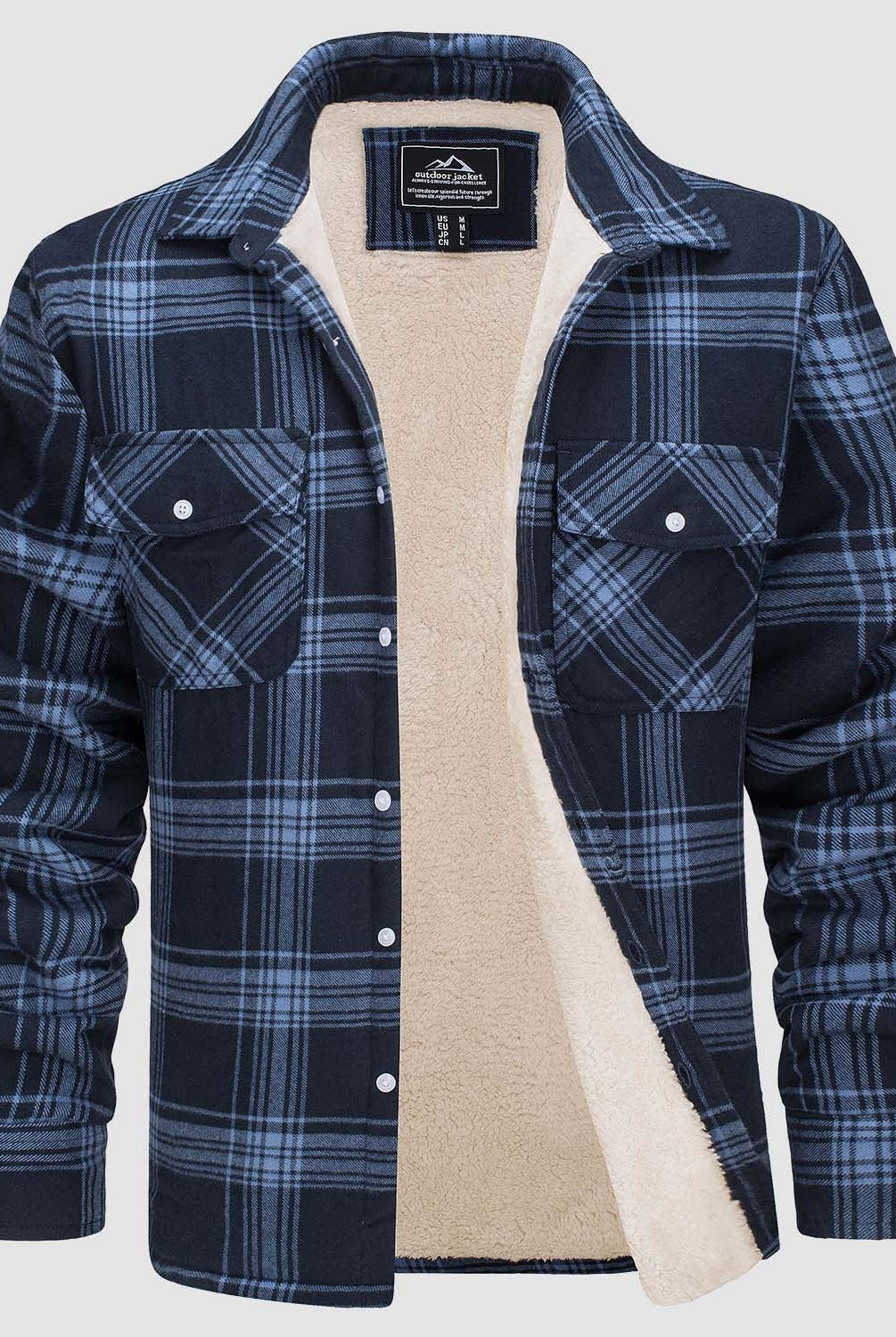Flannel Jacket - Men's Fleece Lined Plaid Overshirt Jacket for Winter-Chaps of London-Chaps of London