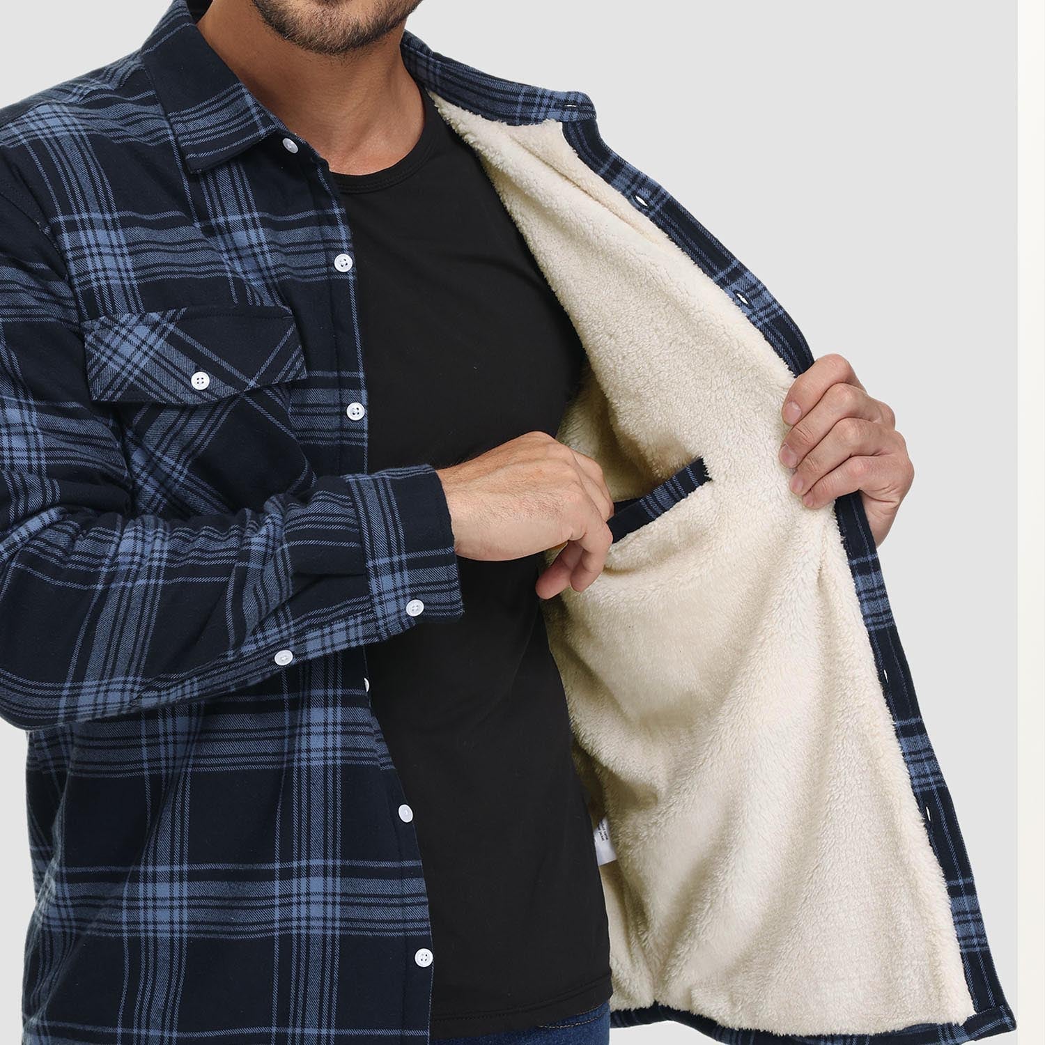 Flannel Jacket - Men's Fleece Lined Plaid Overshirt Jacket for Winter-Chaps of London-Chaps of London