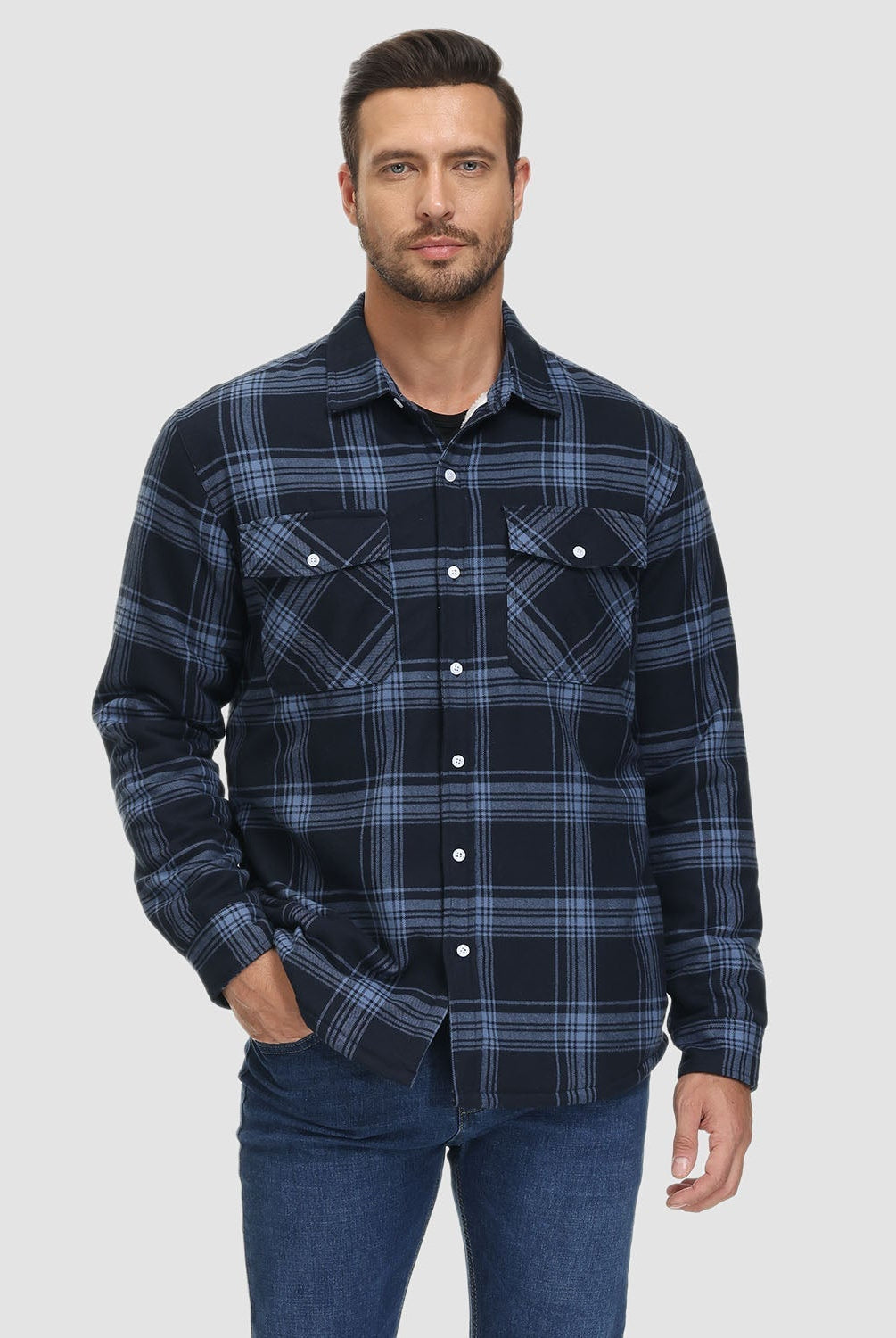 Flannel Jacket - Men's Fleece Lined Plaid Overshirt Jacket for Winter-Chaps of London-Chaps of London