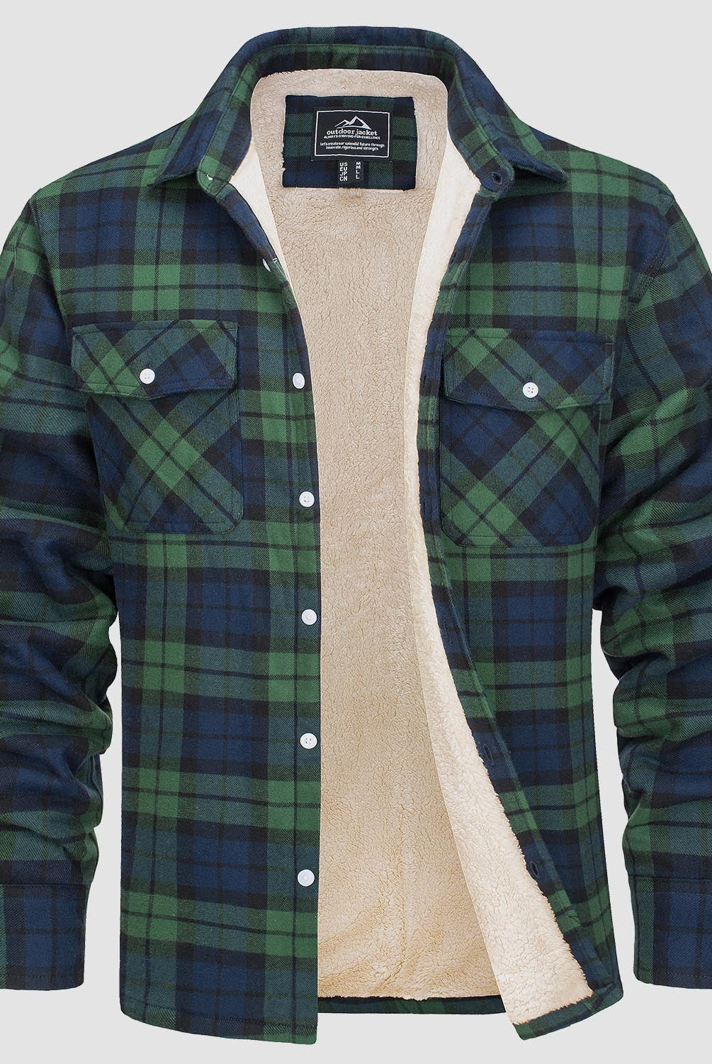 Flannel Jacket - Men's Fleece Lined Plaid Overshirt Jacket for Winter-Chaps of London-Chaps of London