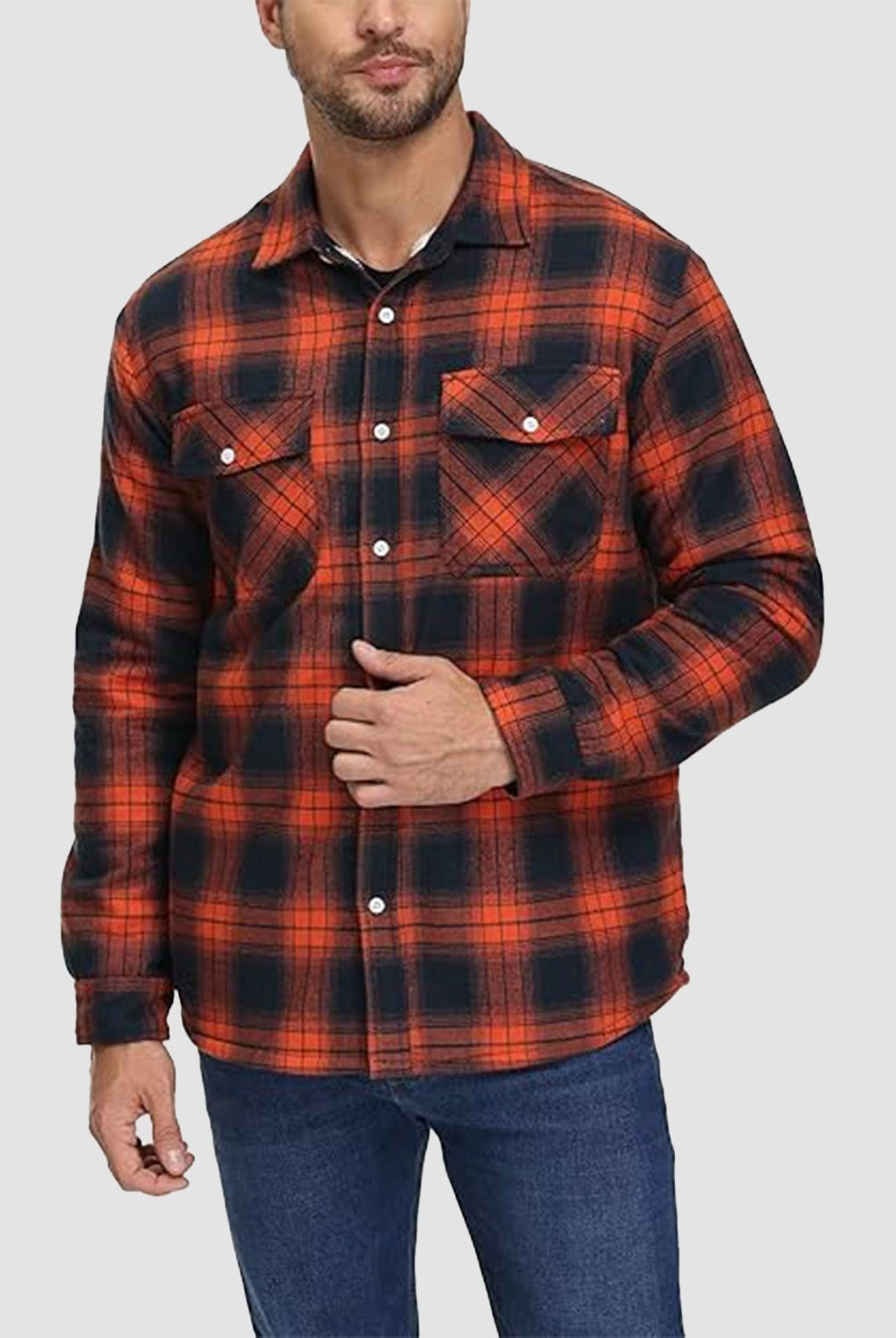 Flannel Jacket - Men's Fleece Lined Plaid Overshirt Jacket for Winter-Chaps of London-Chaps of London