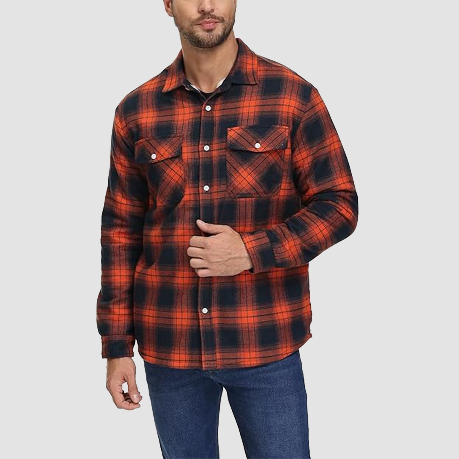 Flannel Jacket - Men's Fleece Lined Plaid Overshirt Jacket for Winter-Chaps of London-Chaps of London