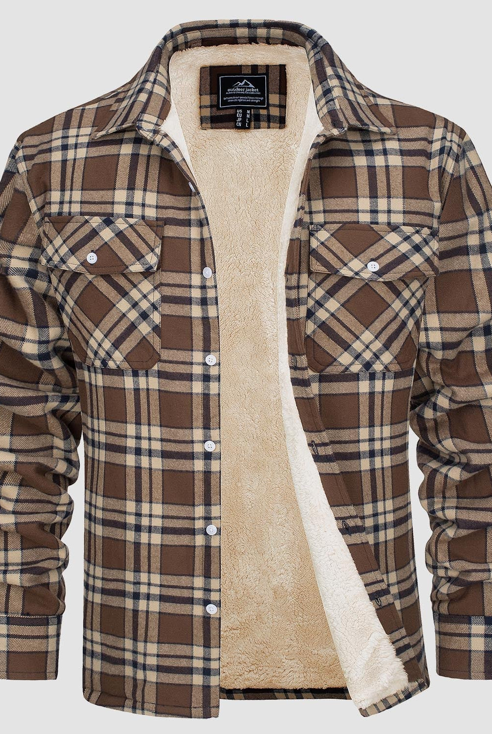 Flannel Jacket - Men's Fleece Lined Plaid Overshirt Jacket for Winter-Chaps of London-Chaps of London