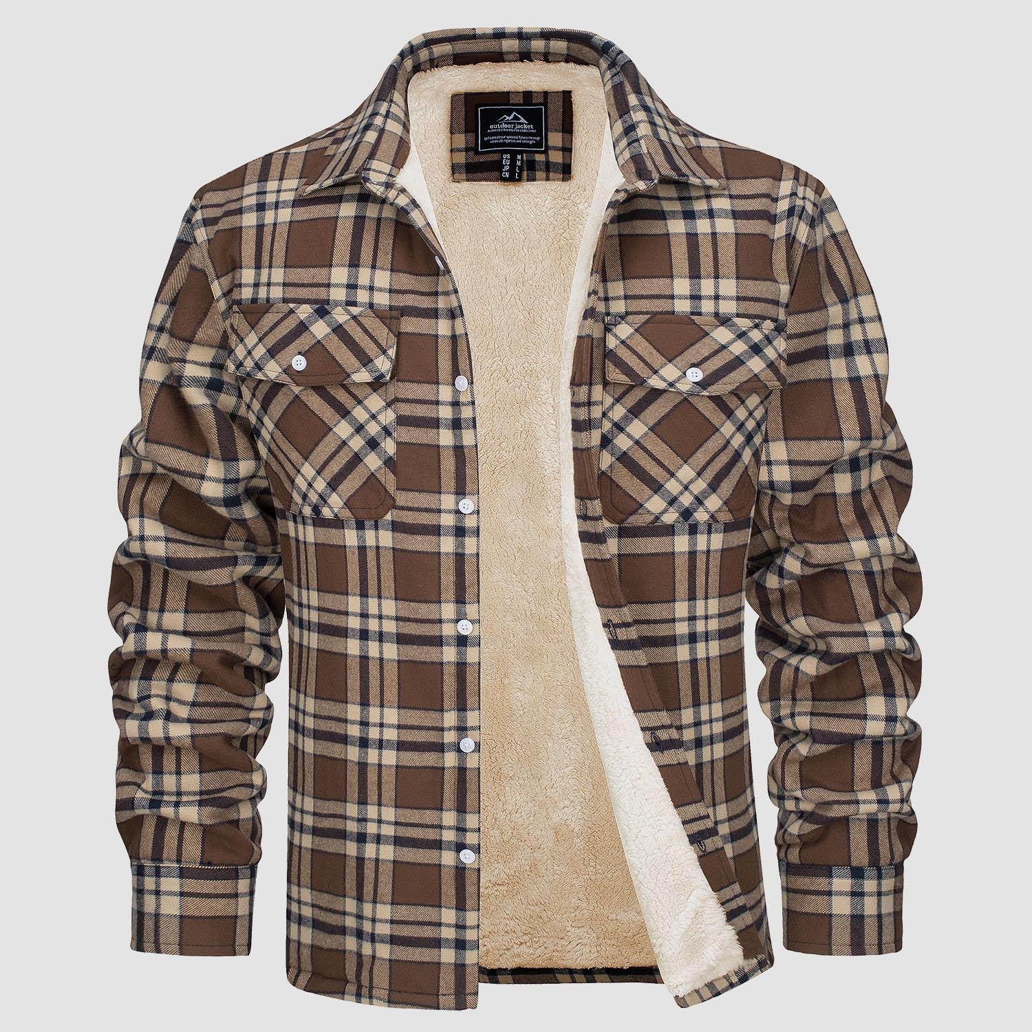 Flannel Jacket - Men's Fleece Lined Plaid Overshirt Jacket for Winter-Chaps of London-Chaps of London
