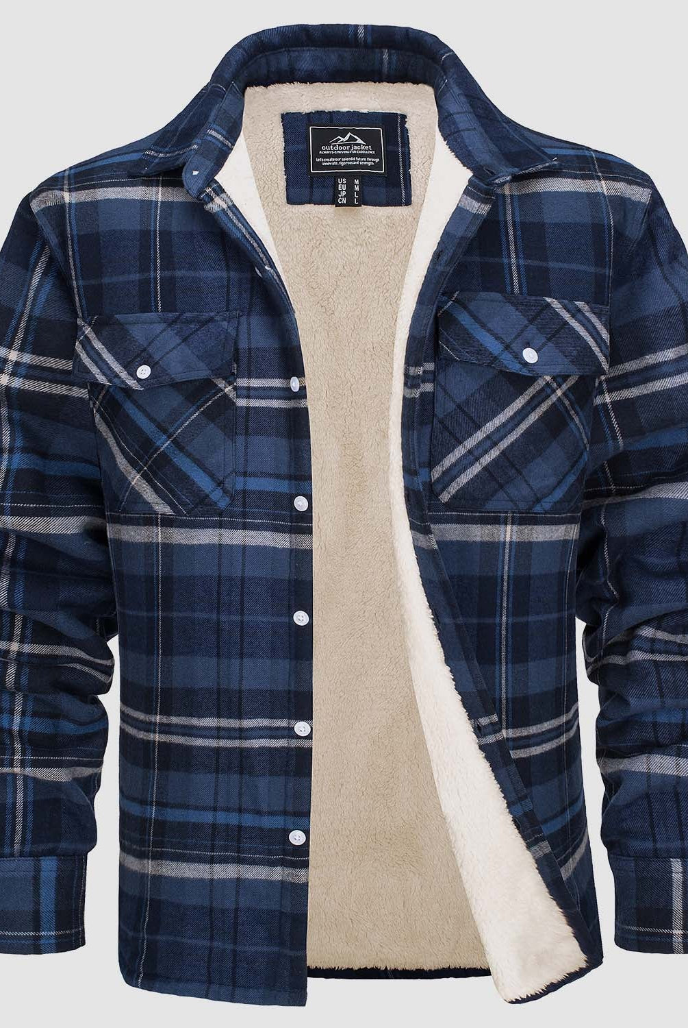 Flannel Jacket - Men's Fleece Lined Plaid Overshirt Jacket for Winter-Chaps of London-Chaps of London