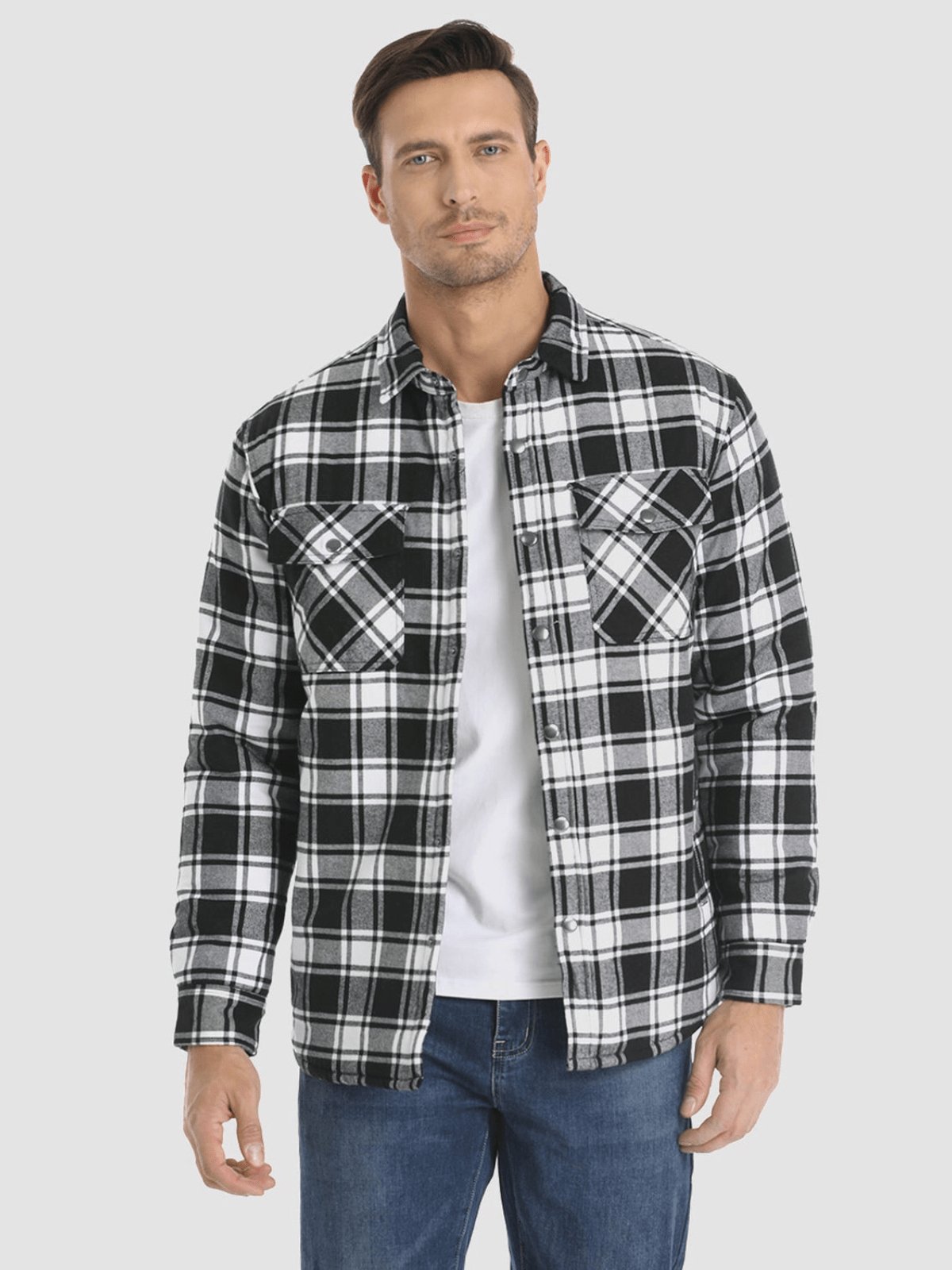 Flannel Jacket - Plaid - Button-Up - Quilted Liner Jacket - Men's Winter Jacket-Jackets-Chaps of London-Chaps of London