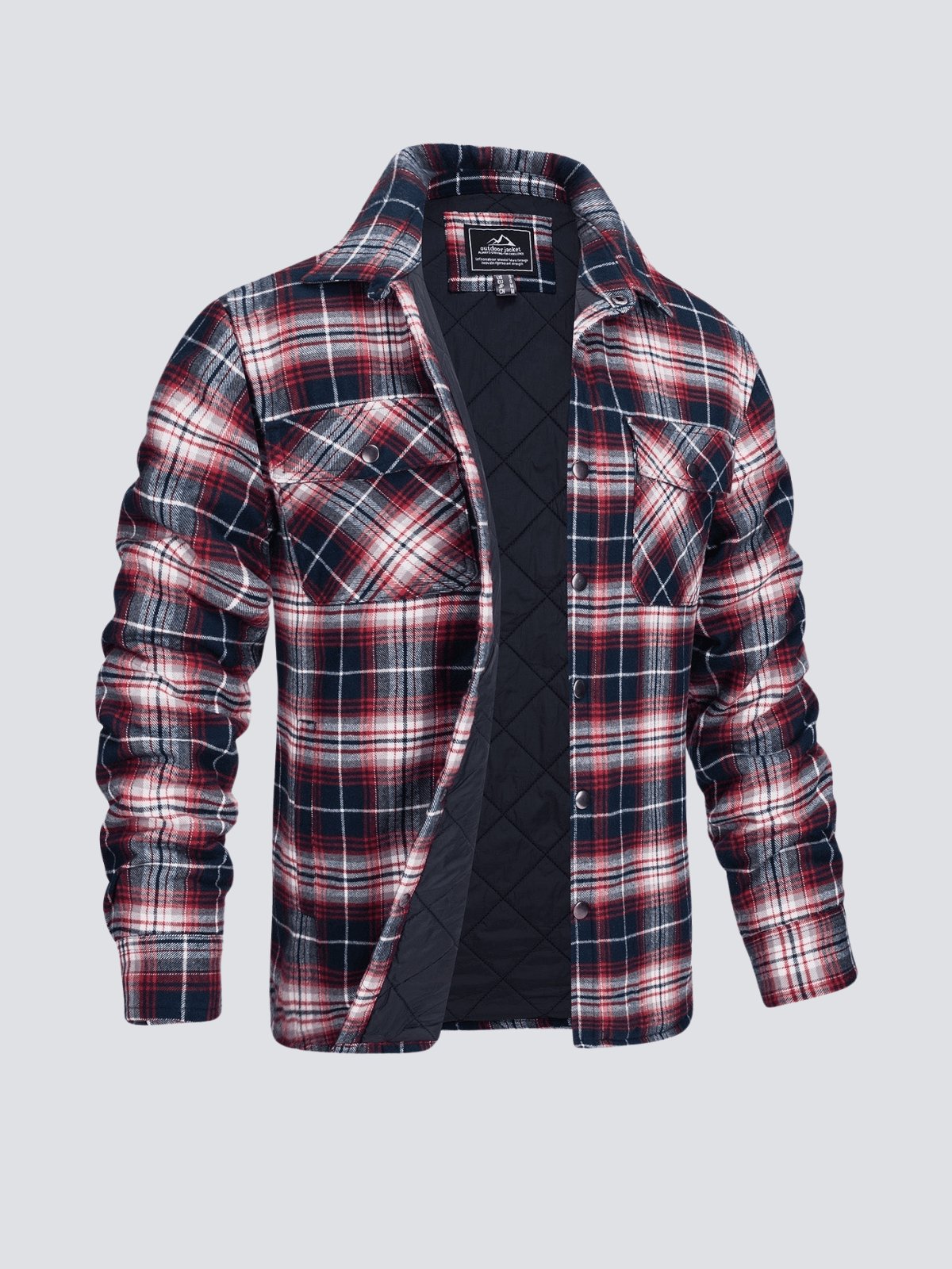 Flannel Jacket - Plaid - Button-Up - Quilted Liner Jacket - Men's Winter Jacket-Jackets-Chaps of London-Red-M-Chaps of London