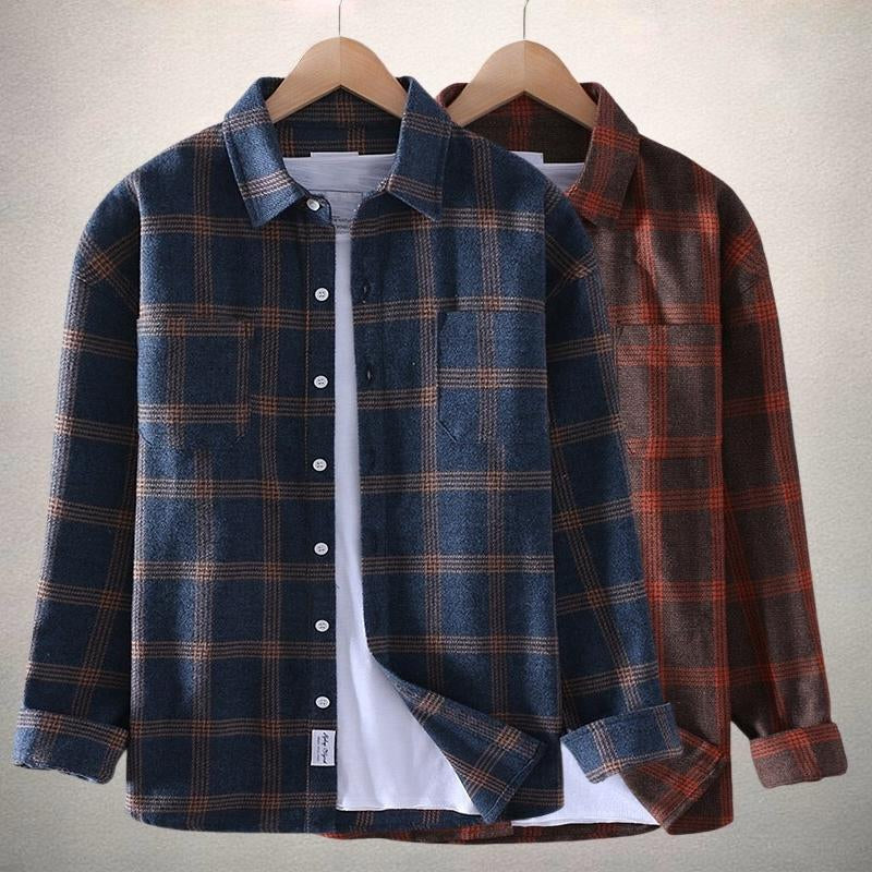 Flannel Shirt - Men's Long Sleeve Plaid Button-Up Shirt-Men's Jacket-Chaps of London-Chaps of London