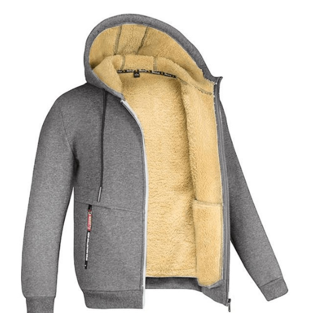 Fur Lined Hoodie - Warm - Zip-Up - Winter Hoodie - Men's Hoodie Jacket-Chaps of London-Grey-S-Chaps of London